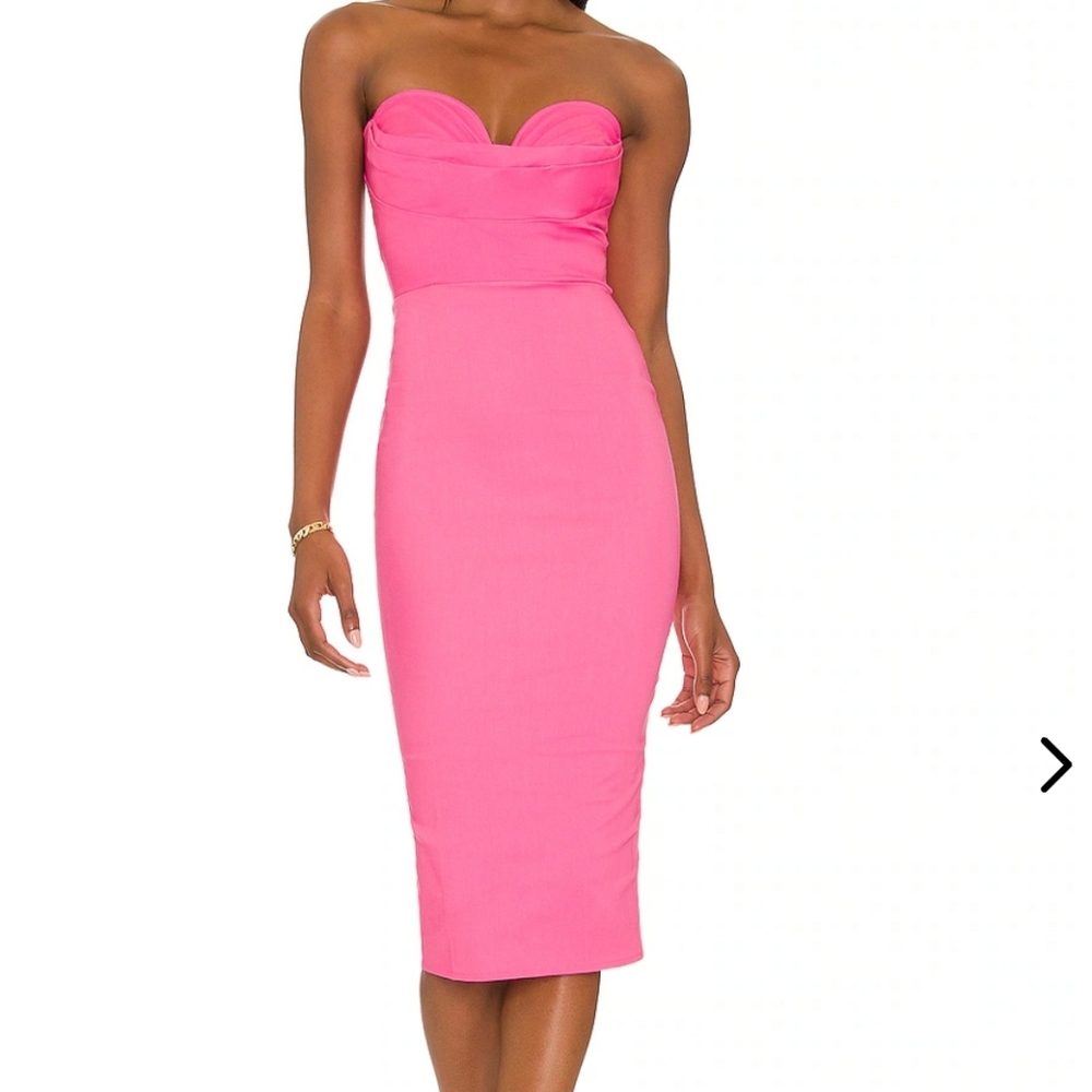 MORE TO COME Sophia Strapless Midi Dress